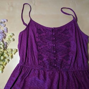 Purple Embroidered Spaghetti Strap Peplum Tank